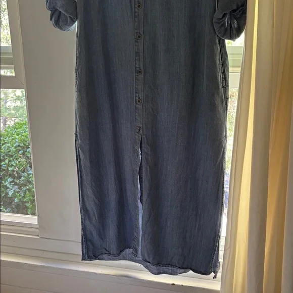 Denim maxi dress shirt dress Sz Sm - Picture 10 of 12